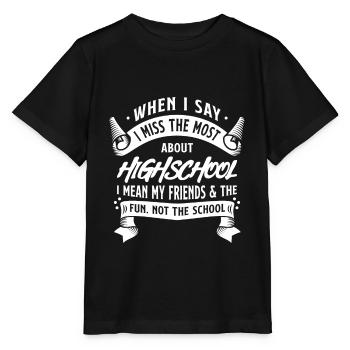 High School motto - Stanley/Stella MINI CREATOR Kids’ T-Shirt - black - Front - Mikhail (115cm)