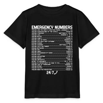 Bible Emergency Emergency Numbers Faith - Stanley/Stella MINI CREATOR Kids’ T-Shirt - black - Front - Mikhail (115cm)