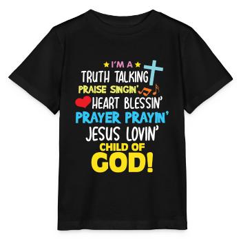 Vérité Louange Bénédiction Prière Enfant de Dieu Chrétien - T-shirt bio MINI CREATOR Stanley/Stella Enfant - noir - Devant - Mikhail (115cm)