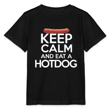 Restez calme Restez calme et mangez un hot-dog - T-shirt bio MINI CREATOR Stanley/Stella Enfant - noir - Devant - Mikhail (115cm)