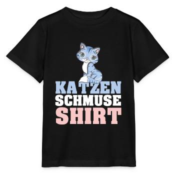 Katzen Schmuse Shirt Katze kuscheln streicheln Kat - Stanley/Stella Kinder T-Shirt MINI CREATOR  - Schwarz - Vorne - Mikhail (115cm)