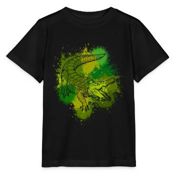 Crocodile Aligator predator reptile gift - Stanley/Stella MINI CREATOR Kids’ T-Shirt - black - Front - Mikhail (115cm)