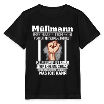 Müllmann Ehre Stolz Narben Faust Beruf - Stanley/Stella Kinder T-Shirt MINI CREATOR  - Schwarz - Vorne - Mikhail (115cm)
