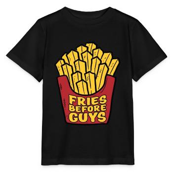 Fries in front of guys - Stanley/Stella MINI CREATOR Kids’ T-Shirt - black - Front - Mikhail (115cm)