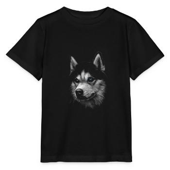 Husky, Hund - Stanley/Stella Kinder T-Shirt MINI CREATOR  - Schwarz - Vorne - Mikhail (115cm)