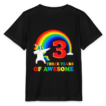 3rd birthday gift 3 years dabbing unicorn - Stanley/Stella MINI CREATOR Kids’ T-Shirt - black - Front - Mikhail (115cm)