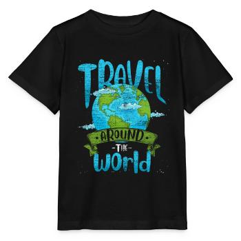 Globe de voyage - T-shirt bio MINI CREATOR Stanley/Stella Enfant - noir - Devant - Mikhail (115cm)
