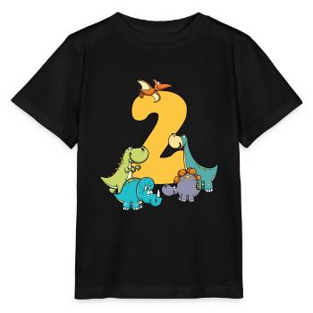 Kids 2nd Birthday Shirt Dinosaur Dino - Stanley/Stella MINI CREATOR Kids’ T-Shirt - black - Front - Mikhail (115cm)