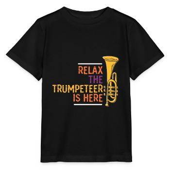 Relaxation trompette - T-shirt bio MINI CREATOR Stanley/Stella Enfant - noir - Devant - Mikhail (115cm)