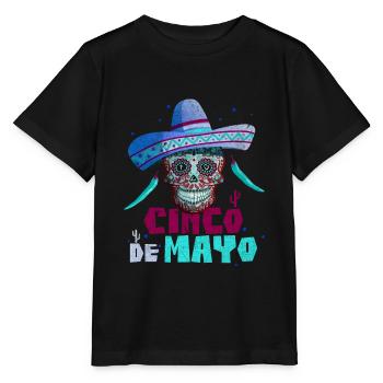Cinco de Mayo Mexican Holiday Sugar Skull - Stanley/Stella MINI CREATOR Kids’ T-Shirt - black - Front - Mikhail (115cm)