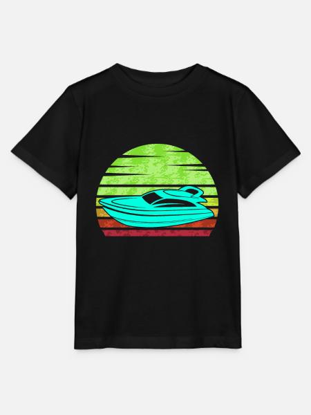 Retro Motorboot - Stanley/Stella Kinder T-Shirt MINI CREATOR - Schwarz