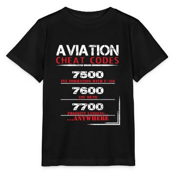 Aviation cheat codes - Funny Tshirt for pilots - Stanley/Stella MINI CREATOR Kids’ T-Shirt - black - Front - Mikhail (115cm)