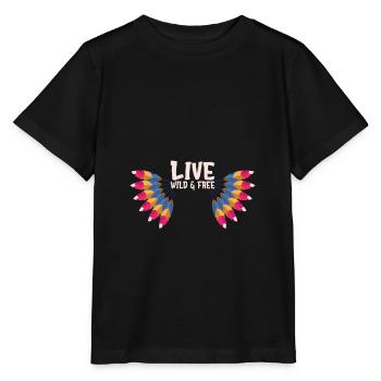 Live wild and free - Stanley/Stella Kinder T-Shirt MINI CREATOR  - Schwarz - Vorne - Mikhail (115cm)
