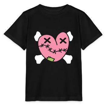 Trauriges Herz mit Knochen - Halloween - Stanley/Stella Kinder T-Shirt MINI CREATOR  - Schwarz - Vorne - Mikhail (115cm)