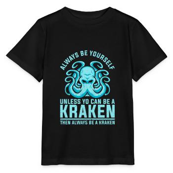 OCTOPUS KRAKEN Octopus rétro calamar cadeau - T-shirt bio MINI CREATOR Stanley/Stella Enfant - noir - Devant - Mikhail (115cm)