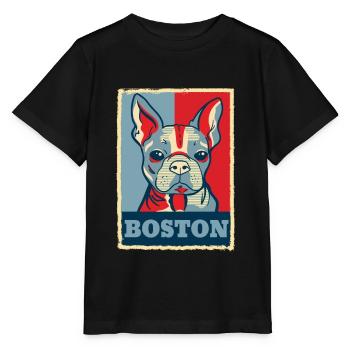 Boston Terrier Hund Retro Vintage Obama Geschenk - Stanley/Stella Kinder T-Shirt MINI CREATOR  - Schwarz - Vorne - Mikhail (115cm)