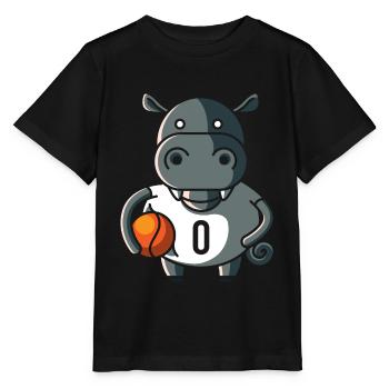 Nilpferd Basketball, geschenk ballsport slamdunk - Stanley/Stella Kinder T-Shirt MINI CREATOR  - Schwarz - Vorne - Mikhail (115cm)