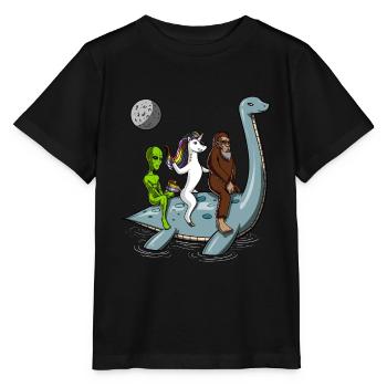 Alien Licorne Bigfoot Monté Monstre du Loch Ness - T-shirt bio MINI CREATOR Stanley/Stella Enfant - noir - Devant - Mikhail (115cm)