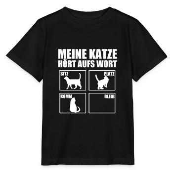 Mon chat écoute le mot Chats Rengaine - T-shirt bio MINI CREATOR Stanley/Stella Enfant - noir - Devant - Mikhail (115cm)