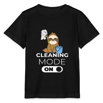 Cleaning lady cleaning aid sloth gift - Stanley/Stella MINI CREATOR Kids’ T-Shirt - black - Front - Mikhail (115cm)