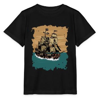 Piratenschiff - Stanley/Stella Kinder T-Shirt MINI CREATOR  - Schwarz - Vorne - Mikhail (115cm)