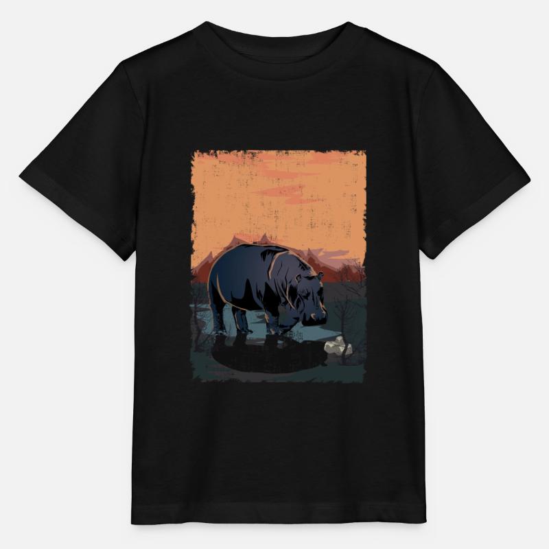 hippopotame - T-shirt bio MINI CREATOR Stanley/Stella Enfant - noir