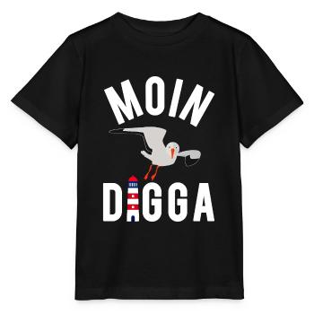 Moin Digga Hamburg Moewe Leuchtturm Geschenk - Stanley/Stella Kinder T-Shirt MINI CREATOR  - Schwarz - Vorne - Mikhail (115cm)