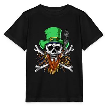 Pirate Skull Irish Leprechaun Crossbones - Stanley/Stella MINI CREATOR Kids’ T-Shirt - black - Front - Mikhail (115cm)
