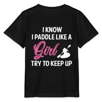 Kajakfahren paddeln Girl - Stanley/Stella Kinder T-Shirt MINI CREATOR  - Schwarz - Vorne - Mikhail (115cm)