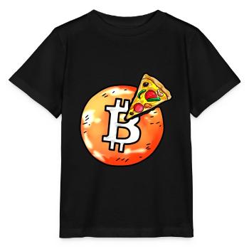 bitcoin pizza BTC Crypto Währung Blockchain - Stanley/Stella Kinder T-Shirt MINI CREATOR  - Schwarz - Vorne - Mikhail (115cm)