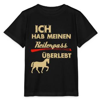 Reiterpass überlebt! Ich hab mein Pferd im Griff - Stanley/Stella Kinder T-Shirt MINI CREATOR  - Schwarz - Vorne - Mikhail (115cm)