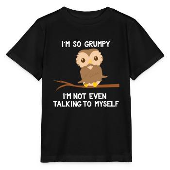 Owl - Owls - Mood - Bad Mood - Saying - Stanley/Stella MINI CREATOR Kids’ T-Shirt - black - Front - Mikhail (115cm)