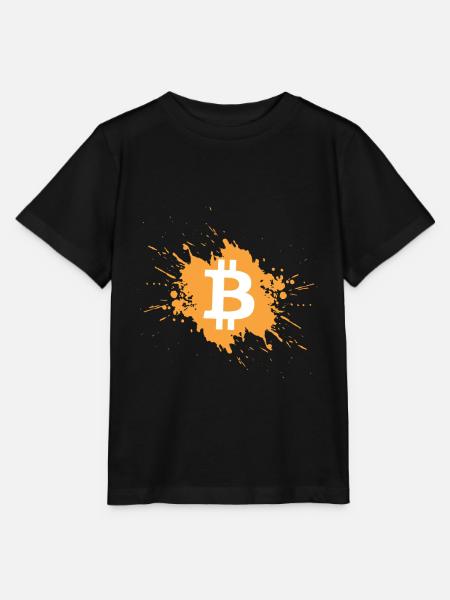 Bitcoin Kryptowährung Krypto Farbklecks - Stanley/Stella Kinder T-Shirt MINI CREATOR  - Schwarz