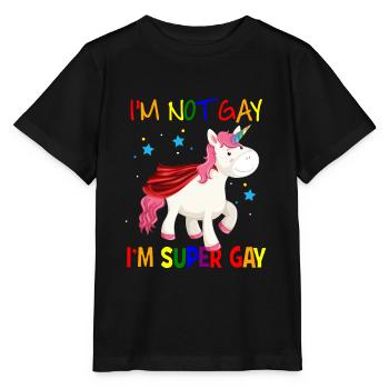 Je ne suis pas gay je suis super gay - T-shirt bio MINI CREATOR Stanley/Stella Enfant - noir - Devant - Mikhail (115cm)