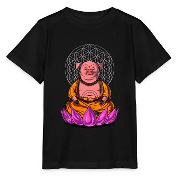 Schweinefleisch-Buddha Zen Yoga Meditation Farm Animal - Stanley/Stella Kinder T-Shirt MINI CREATOR  - Schwarz - Vorne - Mikhail (115cm)