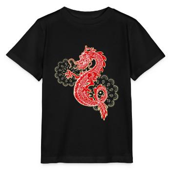 Chinesischer Drachen mit Mandala Geschenk - Stanley/Stella Kinder T-Shirt MINI CREATOR  - Schwarz - Vorne - Mikhail (115cm)