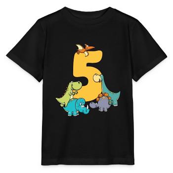 Children 5th Birthday Shirt Dinos Boys 5 years - Stanley/Stella MINI CREATOR Kids’ T-Shirt - black - Front - Mikhail (115cm)
