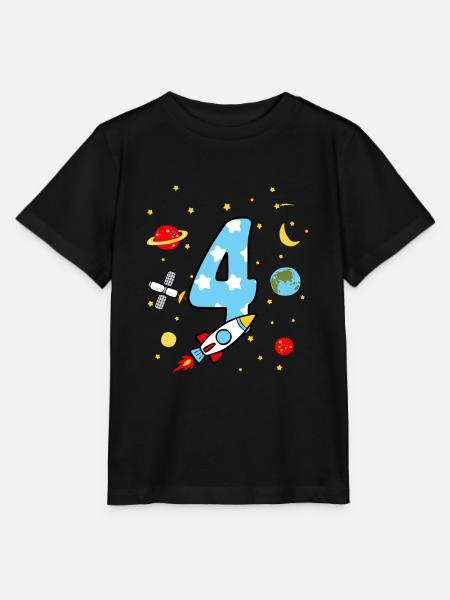 Kinder 4. Geburtstag Shirt Rakete Jungen 4 Jahre - T-shirt MINI CREATOR barn från Stanley/Stella - svart