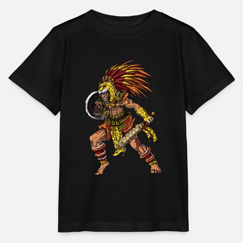 Guerrier Jaguar Aztèque - T-shirt bio MINI CREATOR Stanley/Stella Enfant - noir