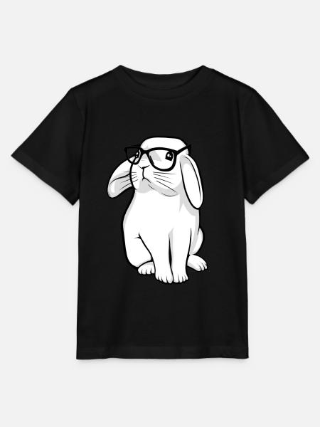 Hipster Rabbit mit Geek-Brille - Stanley/Stella Kinder T-Shirt MINI CREATOR  - Schwarz