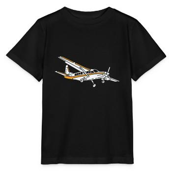 Avion à hélice Aviateur pilote - T-shirt bio MINI CREATOR Stanley/Stella Enfant - noir - Devant - Mikhail (115cm)