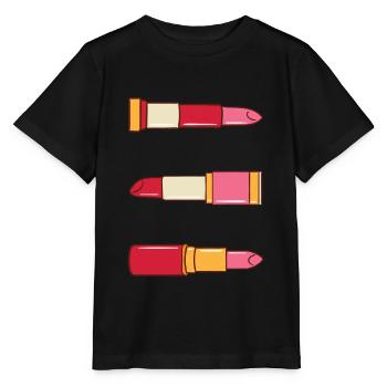Lippenstift Schminke Schönheit Frau Damen Geschenk - Stanley/Stella Kinder T-Shirt MINI CREATOR  - Schwarz - Vorne - Mikhail (115cm)