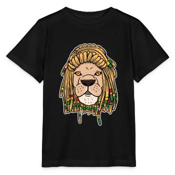 Reggae Rasta Rastafari Lion Dreadlocks Gift - Stanley/Stella MINI CREATOR Kids’ T-Shirt - black - Front - Mikhail (115cm)
