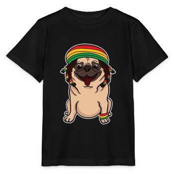 Reggae Rasta Rastafarian Jamaica Pug Dog Gift - Stanley/Stella MINI CREATOR Kids’ T-Shirt - black - Front - Mikhail (115cm)