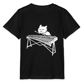 Niedliche Katze spielt Perkussion Musik Xylophon - Stanley/Stella Kinder T-Shirt MINI CREATOR  - Schwarz - Vorne - Mikhail (115cm)