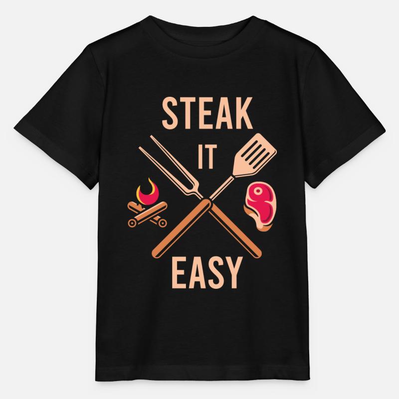 Steak It Easy, geschenk fleisch grillen bbq essen - Stanley/Stella Kinder T-Shirt MINI CREATOR  - Schwarz