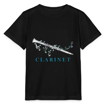 Instrument clarinette - T-shirt bio MINI CREATOR Stanley/Stella Enfant - noir - Devant - Mikhail (115cm)