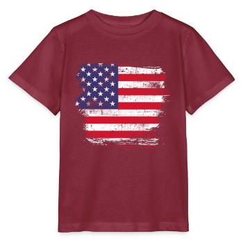 USA Amerika Flagge - Stanley/Stella Kinder T-Shirt MINI CREATOR  - Burgunderrot - Vorne - Kain (125cm)