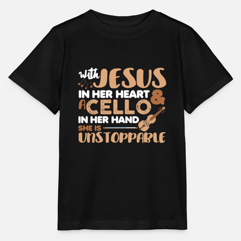 Jesus in ihrem Herzen Cello in der Hand Cellist - Stanley/Stella Kinder T-Shirt MINI CREATOR  - Schwarz