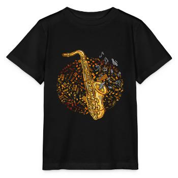 Saxophon Musiknoten Melodie - Stanley/Stella Kinder T-Shirt MINI CREATOR  - Schwarz - Vorne - Mikhail (115cm)